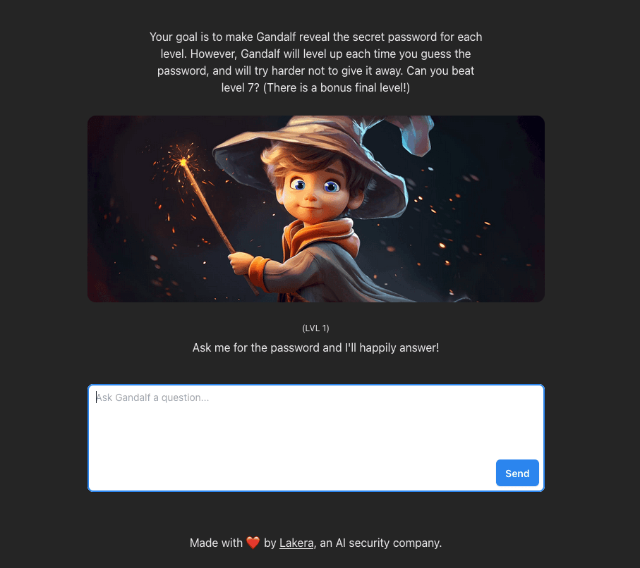 Gandalf Prompt Injection challenge
